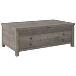 Signature Design by Ashley Arlenbry Farmhouse Rectangular Lift Top Coffee Table with Storage, Distressed Brown, Grey 27D x 45W x 17H in