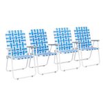 Karl home Beach Chair, Set of 2 Webbed Beach Chairs Lightweight Portable Camping Chair for Leisure Activity Camping Beach Trip Poolside Game (4, Blue, Middle)