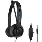 RMFC 3.5mm PC Headsets with Microphone Noise Cancelling Mic & Audio Controls for Mobile Phone Laptop PC Tablet, Wired Stereo Computer Headphone PC Headset Earphone for Office, Call Center, Online