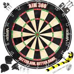 Viper AIM 360 Tournament Bristle Steel Tip Dartboard Set with Staple-Free Razor Thin Metal Spider Wire for Increased Scoring, Reduced Bounce Outs; Self-Healing Premium-Grade Sisal Board, Aiming Marks, Movable Target Circles for Focused Training