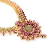 AFJ GOLD Copper Gold Plated and Ruby Necklace for Women & Girls (Yellow)