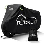 Rockoo Bike Cover for Outdoor Storage for 2 Bikes Heavy Duty 210D Oxford Fabric Bicycle Cover with Lock Holes & Storage Bag Dustproof Waterproof Protection for Mountain & Road Bikes Black