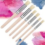 Molain 6Pcs Wooden Stencil Brushes, Paint Brush Set for Acrylic Painting,Art Brushes,Craft Brushes,Painting Brushes Set for DIY Crafts Card Making Acrylic Oil Watercolor Art Painting Supplies(3 Sizes)