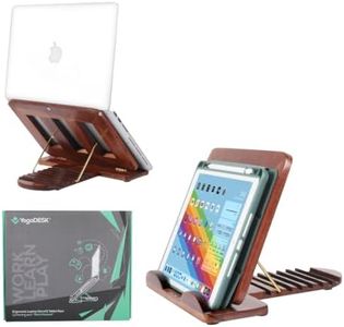 YOGADESK Wooden Tabletop iPad Tablet MacBook Ergonomic Foldable Laptop Stand | iPad Air Pro MacBook HP Dell| Adjustable Height Sturdy Lightweight 10-14 inch for Corporate Gifts (Walnut-sheesham)