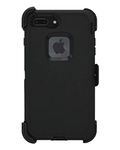 Hand-e Muscle Case for Apple iPhone 8 Plus/iPhone 7 Plus (5.5”) // Triple Layer Protective Defender Cover w Screen Protector, Belt Clip, Holster, Kickstand // Shock-Drop Proof – Black/Black