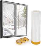 fowong Window Insulation Film, 1.6m (W) x 10m (L) Long Indoor Window Insulation Kit with Self-Adhesive Tape, POF Insulating Shrink Film for Windows, Waterproof, Dust Proof, Transparent