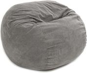 CordaRoy's Corduroy Bean Bag - Convertible Bean Bag Chair & Bed - Machine-Washable Corduroy Fabric Cover - for Basement, Living Room, Game Room, Dorm & More - Queen Size - Grey