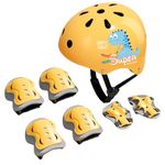 Kids Bike Helmet, Toddler Bike Helmet and Knee Elbow Wrist Pads for Ages 3-10 Girls Boys Adjustable Orange Protective Gear Helmets for Skateboard Cycling Skating Scooter Outdoor Sport