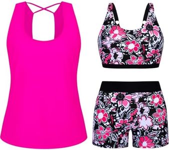 Arolina Plus Size Tankini Swimwear Full Coverage Swimming Suits Curvy Swimsuits with Tummy Control Swim Shorts 24W