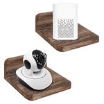 Wall Mounted Speaker Stand Holder Floating Shelf, Monitor Camera Holder Small Shelf for Bluetooth Speaker Webcam Cell Phones Mesh Router Toy Display Cable Boxes by Wood (2 Pack)