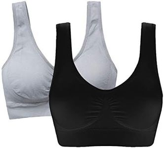 Women's Comfort Workout Sports Bra Low-Impact Activity Sleep Bras Pack of 2 M