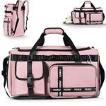 Gym Bag, 2 in 1 Upgrade Travel Bag Backpack Overnight Bags, 45L Portable Lightweight Waterproof Travel Luggage Hand Carry Bag for Weekender Sports, Gym, Vacation Weekend Bag for Men Women (Pink)