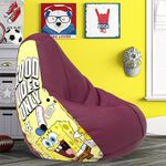 ComfyBean Bag with Beans Filled 4XL- Official: Sponge Bob Bean Bags - for Adults - Max User Height : 5.5-6 Ft.-Weight : 70-99 Kgs(Model: SBSP-Artwork 11 - Maroon)