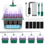 BlumWay Self-Watering Seed Starter Tray with Grow Light,5 Pack 60 Cell Seed Starter Kit with Humidity Dome for Seed Starting,Reusable Plant Germination Trays for Indoor Gardening Seed Growing Seedling