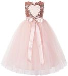 ekidsbridal Heart Cutout Sequin Flower Girl Dress Recital Dress Ceremonial Gown 172seq, Rose Gold / Blush Pink, 4