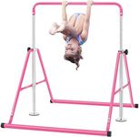 BangTong&Li Gymnastics Bar for Kids Height Adjustable Horizontal Bar Folding Gymnastics Junior Training Bar for Home Gymnastics Equipment (Pink-US)