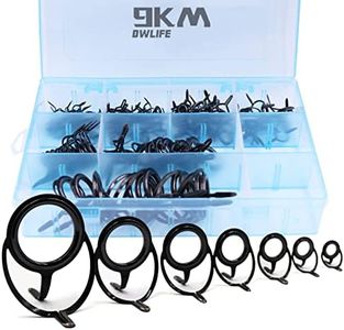 9KM DWLIFE Fishing Rod Tip Guide Repair Kit Pole Replacement Stainless Steel Ceramic Ring Saltwater Freshwater Mixed Size in a Box(Small - 50pcs)