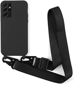 2NDSPRlNG Funda con Cuerda Compatible con Samsung Galaxy S21 Ultra,Colgante Collar Correa de Cuello Cadena Cordón Silicona Suave Case,Negro