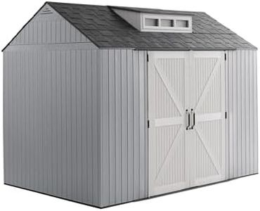 Rubbermaid Extra Large Resin Outdoor Storage Shed With Floor (7 x 10 Ft.), Weather Resistant, Brown, Organization for Home/Lawn Mower/Backyard Equipment/Bike Storage/Pool Supplies