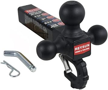 REYSUN Trailer Hitch Tri Ball Mount with Hook, Tactical Tow Hook, Fits 2 inch Hitch Receiver, Secure with Self-Lock Latch, Matt Black