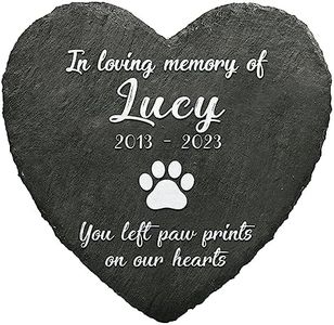 Kilyhome Heart Shaped Pet Memorial Stone for Dog or Cat - You Left Paw Prints on Our Hearts - Dog Heaven - Angel Wings Paw - Dog Loss Sympathy Gift