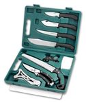 OUTDOOR EDGE Game-Pro 11-Piece Butcher Knife Set | Caping & Boning Knives, Deer Skinning Knife, Bone Saw, Game Shears, Knife Sharpener & Rib Spreader in Hard-Side Case | Elite Elk & Deer Hunting Gear