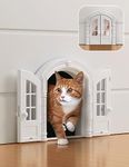 LIBBEPET Cat Door Indoor, French Bi-fold Indoor Pet Door for Average-Sized Cats Up to 25 lbs, Easy DIY Setup, Secured Installation in Minutes, No Training Needed, 6.3X 8.9”, White