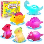 Light-Up Dinosaur Bath Toys - 6 Pack Baby Bath Toys Baby Bathtub Shower Floating Swimming Pool Toy with Colourful Flashes Light for Toddlers Kids Gifts in Birthday Christmas Bathroom