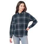 Bombay high Women's Navy Blue Oversized High Low Hem Checks Shirt