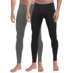 INNERSY Thermal Long Johns for Men Winter Mens Thermals Bottoms Warm Underlayer Leggings 2 Pack (M, Black/Grey)