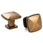 ASKANO Antique Brass, Beveled Kitchen Cabinet Knob ZK2202 | Pack of 10, Vintage Pull Handle, Solid Hardware for Drawer, Dresser, Bathroom, Vanity, Furniture Door, Cupboard, Bedroom, Size: 1-3/16 Inch