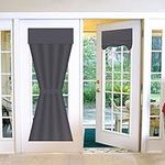 Maritown French Door Curtains 26 x 68 Blinds No Drilling Blackout Tie Up Single Thermal Door Curtain Tape Top Stick On No Drill Shade for French Doors Kitchen Bathroom Window