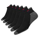 NAVYSPORT Men's Training Socks Breathable Cotton Ankle Socks with Sports Tab & Arch Compression Low Cut Socks for Running, Gym, Training, for Men & Women, Pack of 6, UK Size:9-11