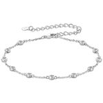 PROSTORY Bezel Moissanite Bracelet, 0.66cttw D Color VVS1 Sterling Silver Platinum Plated Adjustable Dainty Bracelets for Women Mother's day Valentine's day Birthday Jewelry Gifts, Standard size,