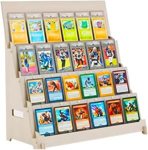 HOTCAN Wood Graded Card Display Stand for Collectors | Sleek Tiered Trading Collectible Display Case for Shows, Vendors, Shops, Events | Easy Assembly Stand for Displaying Sports, TCG Slabs(24 Slots)