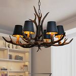 Pendant Lights Retro Resin Antlers Dining Table Hanging Lamp Height Adjustable Restaurant E14 Base Candle Chandelier Living Room Rustic Ceiling Lamp Dining Room Clothing Store Art Droplight,6 heads