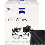 Zeiss Lens Wipes and Cleaning Cloth Pack - Pre-Moistened Individually Wrapped Alcohol Wipes for Coated Glass on Glasses Binoculars, Sunglasses, Camera Lenses, Scopes - 200 Count Wipes & Cleaning Cloth