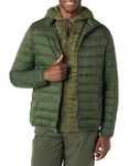 Amazon Essentials Men's Packable Lightweight Water-Resistant Puffer Jacket (Available in Big & Tall), Dark Green, XL