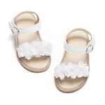 thee bron Toddler Sandals White Flower Girl Wedding Dress Sandals Kids Summer Outdoor Shoes(CA-TB2206 Toddler,White/6M)