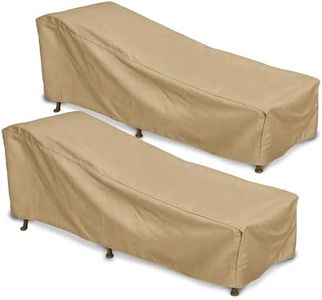 Formosa Covers® Outdoor Patio Chaise Lounge Chair Covers up to 84" Long - Premium Tight Weave Protect from Sun UV Water Damage Adjustable Peel and Stick Fasteners in Taupe - Value Pack of 2