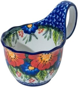 ALMA 2024 Updated 18oz Large Soup Bowl Microwave Safe，Ceramic Soup Bowl with Loop Handle,Ceramic Cereal Bowl for Soup,Snack,Chip,Stew,Ice cream-Jungle Floral Theme