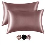 RYLAN Satin Silk Pillow Cover for Hair and Skin 2 Piece with 3 Piece Satin Silk Soft Scrunchies|Silk Pillow Covers with Envelope Closure end Design|Silk Pillow Cases 400 TC (Rose Taupe)