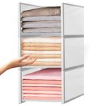 CRAFTEDLOG Stackable Wardrobe Organiser - Cupboard Organiser for Shirt Clothes Organizer - Fiberboard Stackable Closet Organizer (White, Large - 4 Pack)