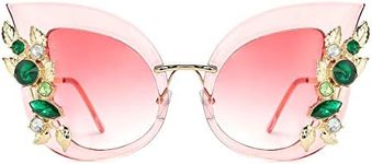 Slocyclub Halloween Glasses Jeweled Sunglasses, Funky Butterfly Shaped Sunglasses, Oversized Rhinestone Sunglasses for Women, Unique Sunglasses with UV400 Protection, Colorful Fun Sunglasses