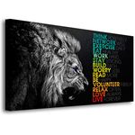 Animal Lion Canvas Wall Art,Motivational Quotes Motto Inspirational Picture Canvas Prints with Frame, Wall Art Decorative