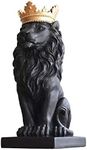 H&W Lion King Statue, Nordic Style Home and Study Decoration, Collectible Figurines, Best The Man, Black (HH16-D1)