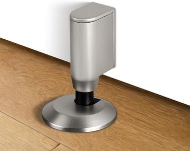 3 Pack Magnetic Door Stopper, Retractable Magnet Floor Door Stop with 0.39 In (10mm) Extension Base, Adhesive Door Magnetic Catch, Door Holder for Gaps Up to 1.4 In (35mm), Brushed Nickel BN-3