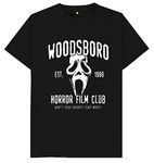 Woodsboro 1996 Horror Film Club What's Your Favourite Scary Movie Kids Womens Mens T Shirt Large Black