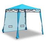 EzyFast Compact Pop Up Canopy Tent, Collapsible Instant Shelter, Portable Sports Cabana, With Built-in Weight Bags, 8 x 8 ft Base / 6 x 6 ft Top for Camping,Hiking,Fishing,Family Outings (Mosaic Blue)