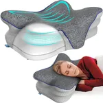 Everlasting Comfort Cervical Neck Pillow for Sleeping - Memory Foam Pillow for Neck Pain Relief & Support - Adjustable Height Cervical Pillow for Side, Back, Stomach Sleepers - Side Sleeping Pillow